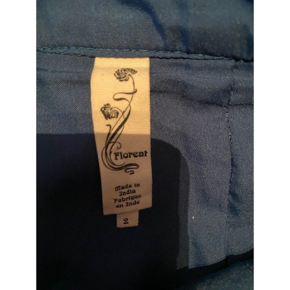 Floreat Anthropologie Embroidered Pheasant Ruffle Wool Blend Skirt Brown Size 2 - Picture 3 of 3